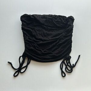 Black sleeveless crop top with runched sides